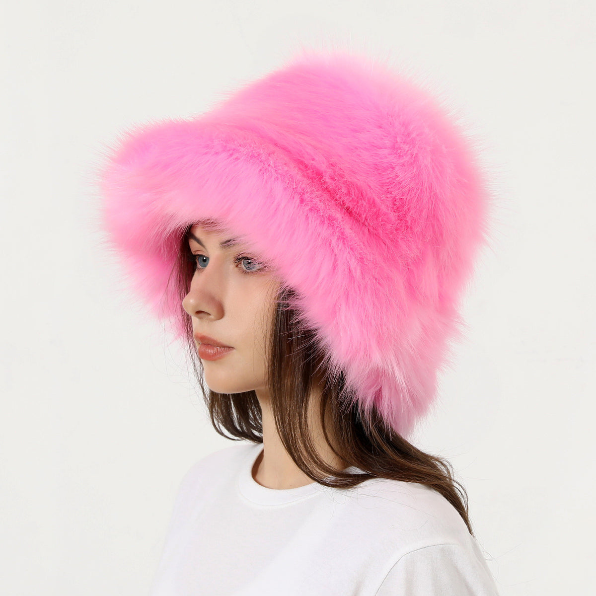 Winter Women Fashion Solid Color Thickened Plush Fisherman Hat