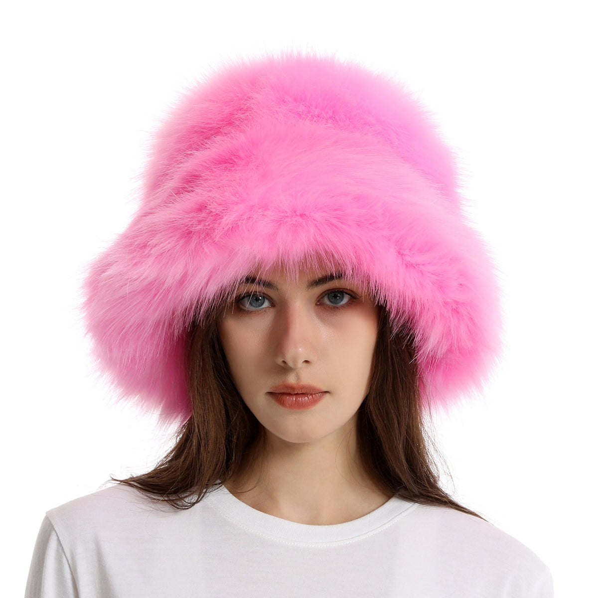 Winter Women Fashion Solid Color Thickened Plush Fisherman Hat