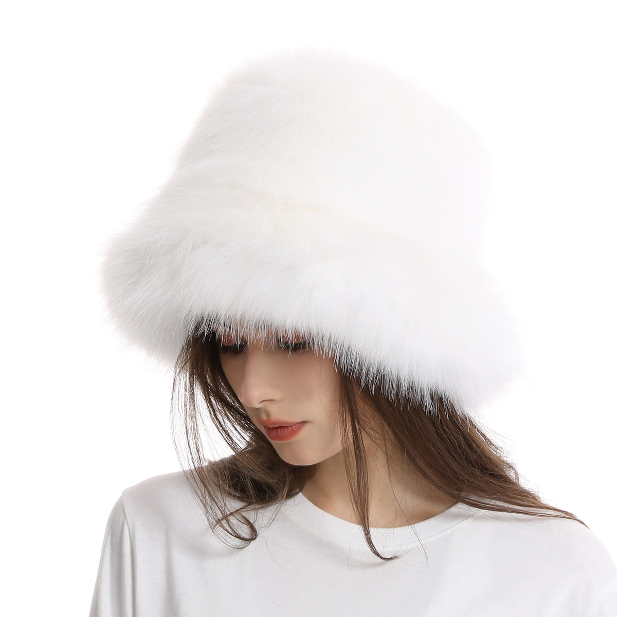 Winter Women Fashion Solid Color Thickened Plush Fisherman Hat
