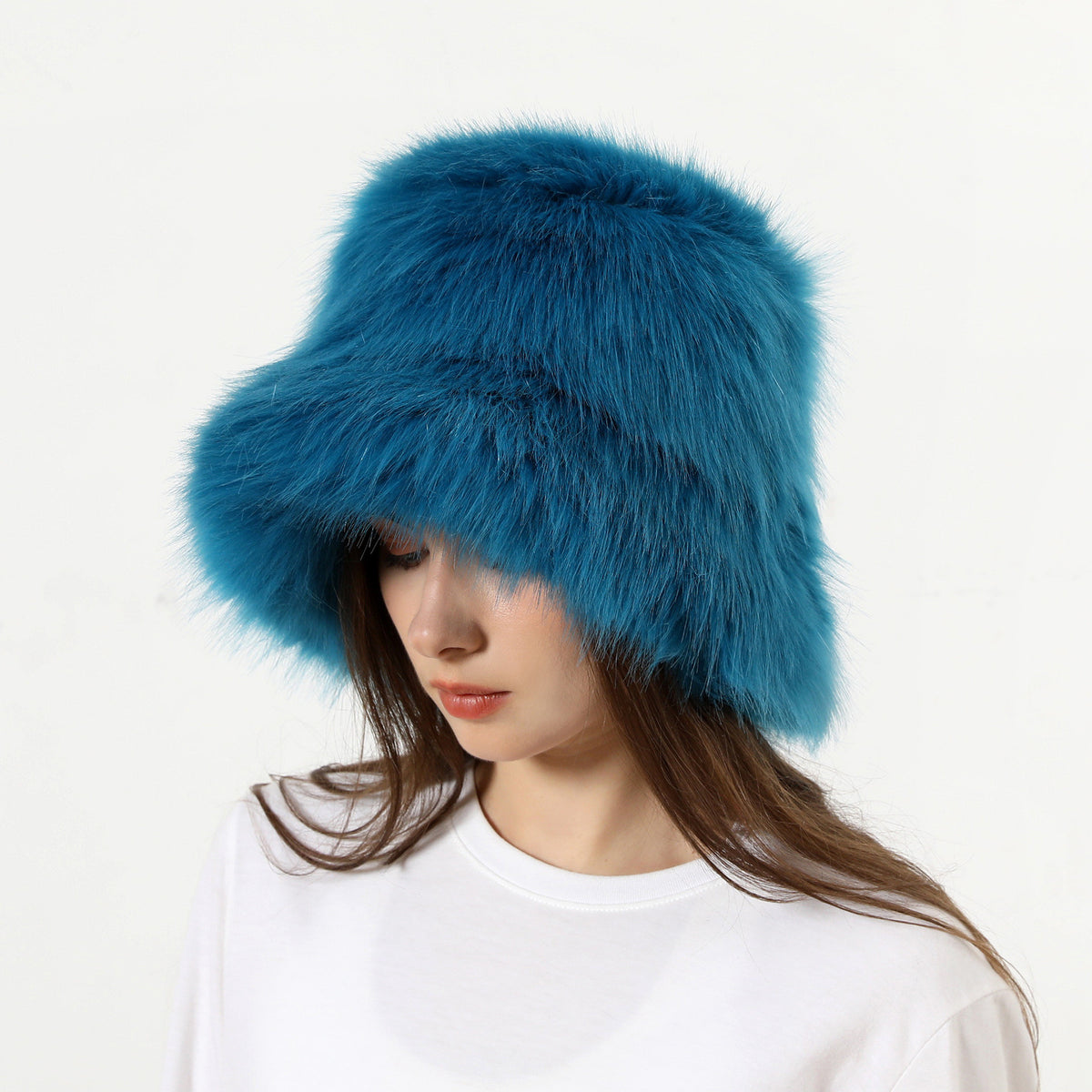 Winter Women Fashion Solid Color Thickened Plush Fisherman Hat