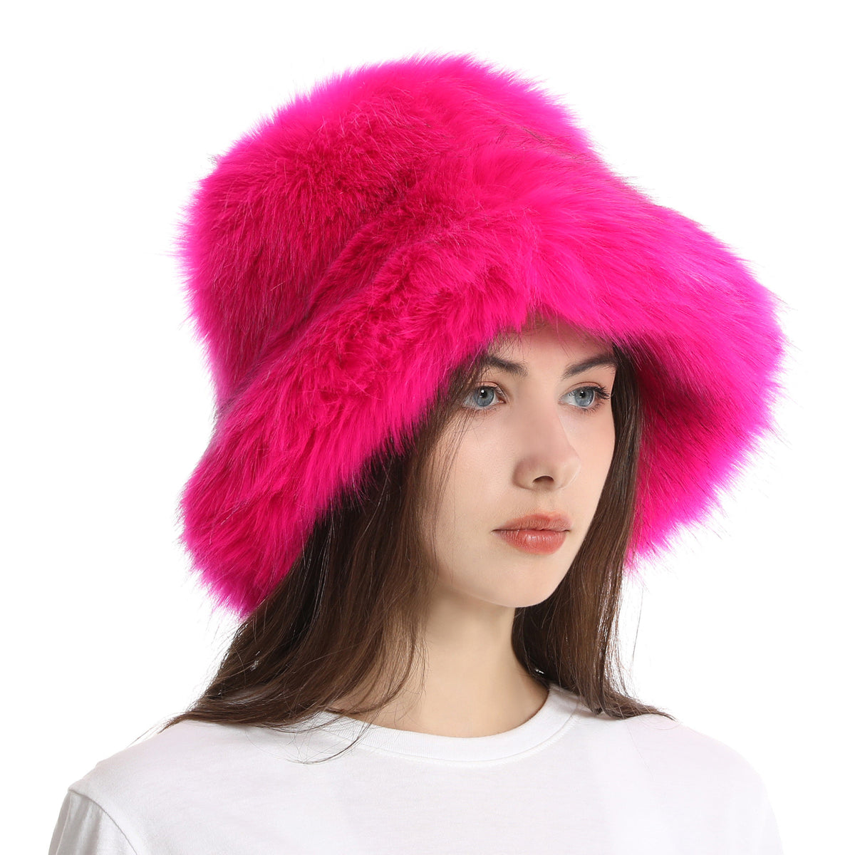Winter Women Fashion Solid Color Thickened Plush Fisherman Hat