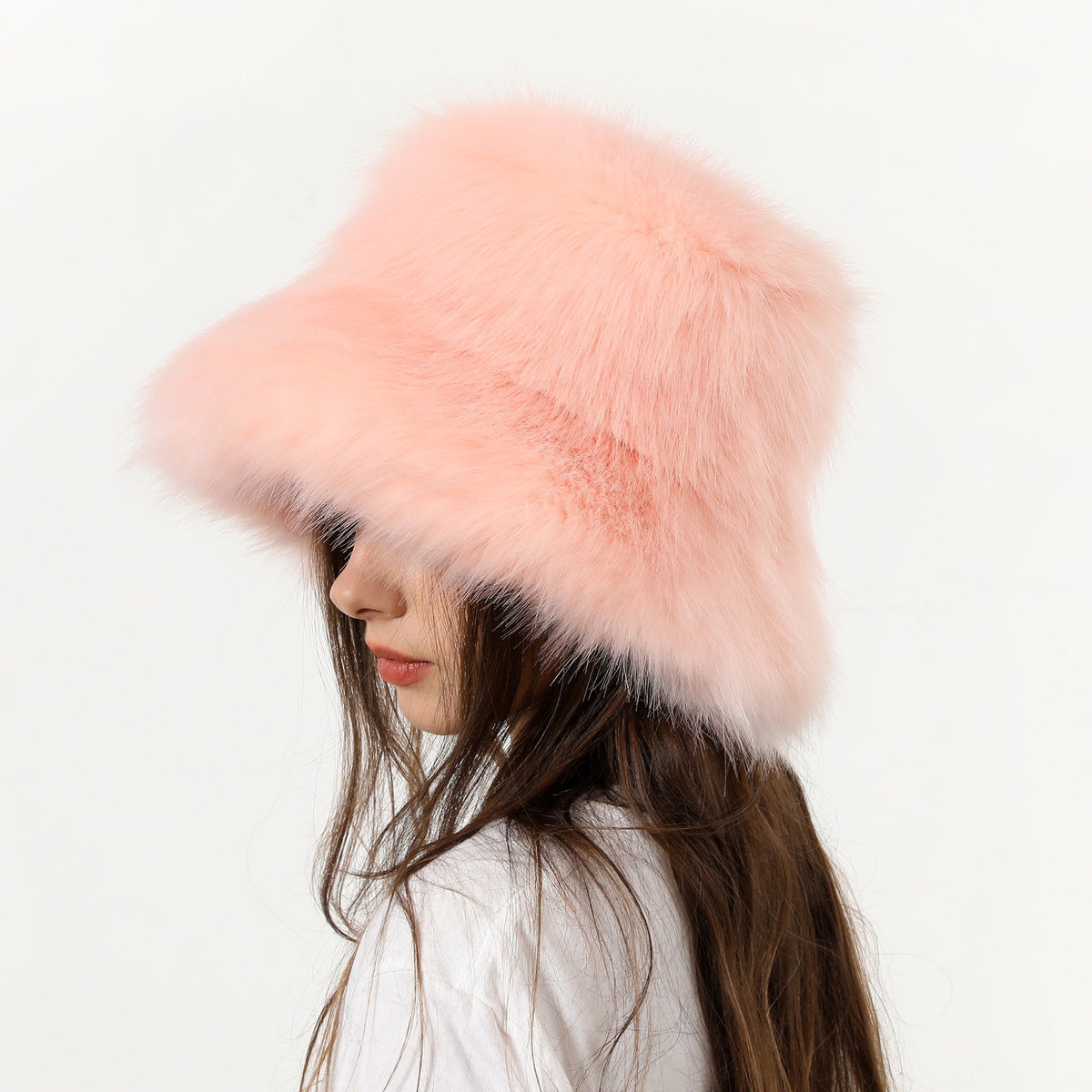 Winter Women Fashion Solid Color Thickened Plush Fisherman Hat