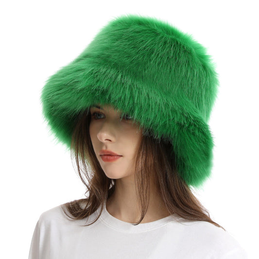 Winter Women Fashion Solid Color Thickened Plush Fisherman Hat