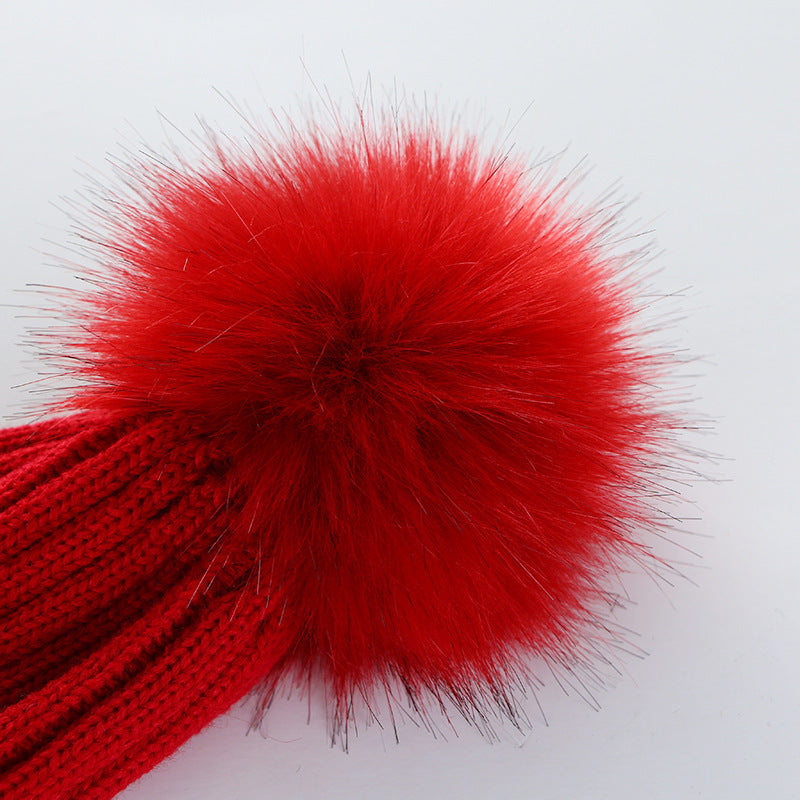 Autumn And Winter Women Fashion Solid Color Warm Wool Ball Curling Knitted Hat