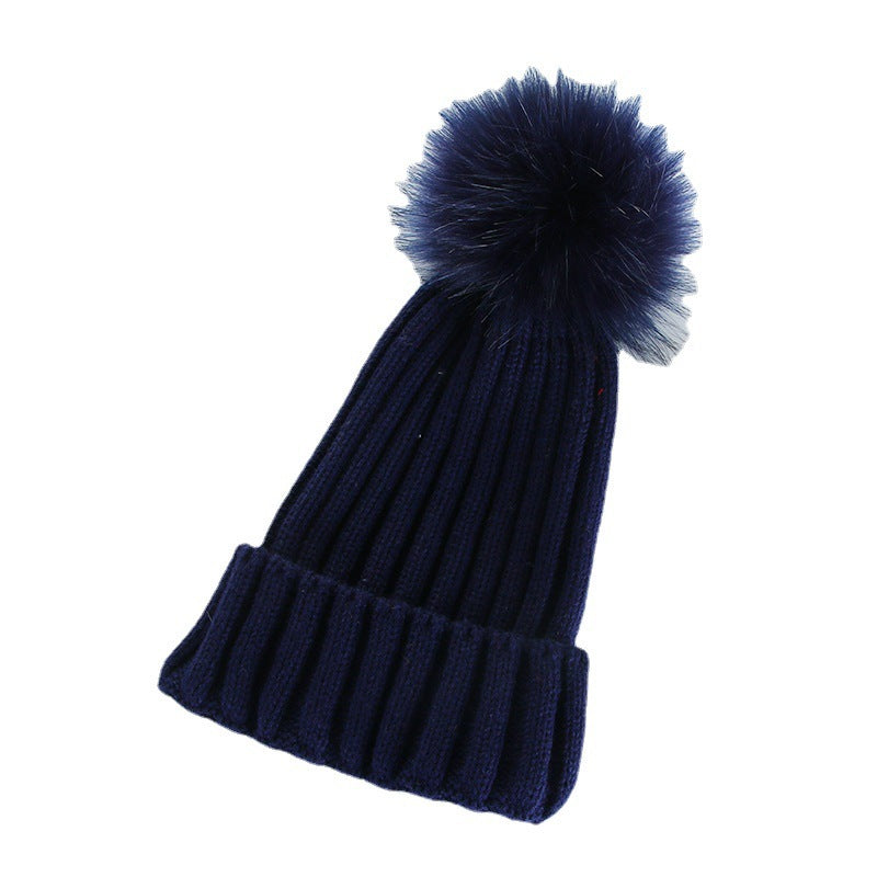 Autumn And Winter Women Fashion Solid Color Warm Wool Ball Curling Knitted Hat