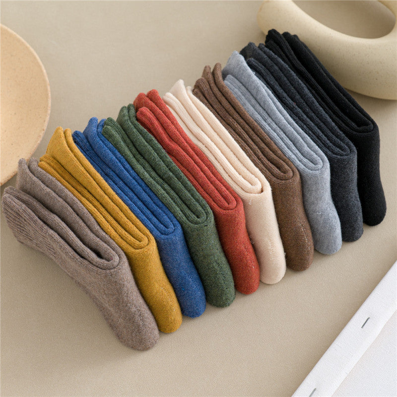 Women Simple Solid Color Thick Towel Cotton Socks