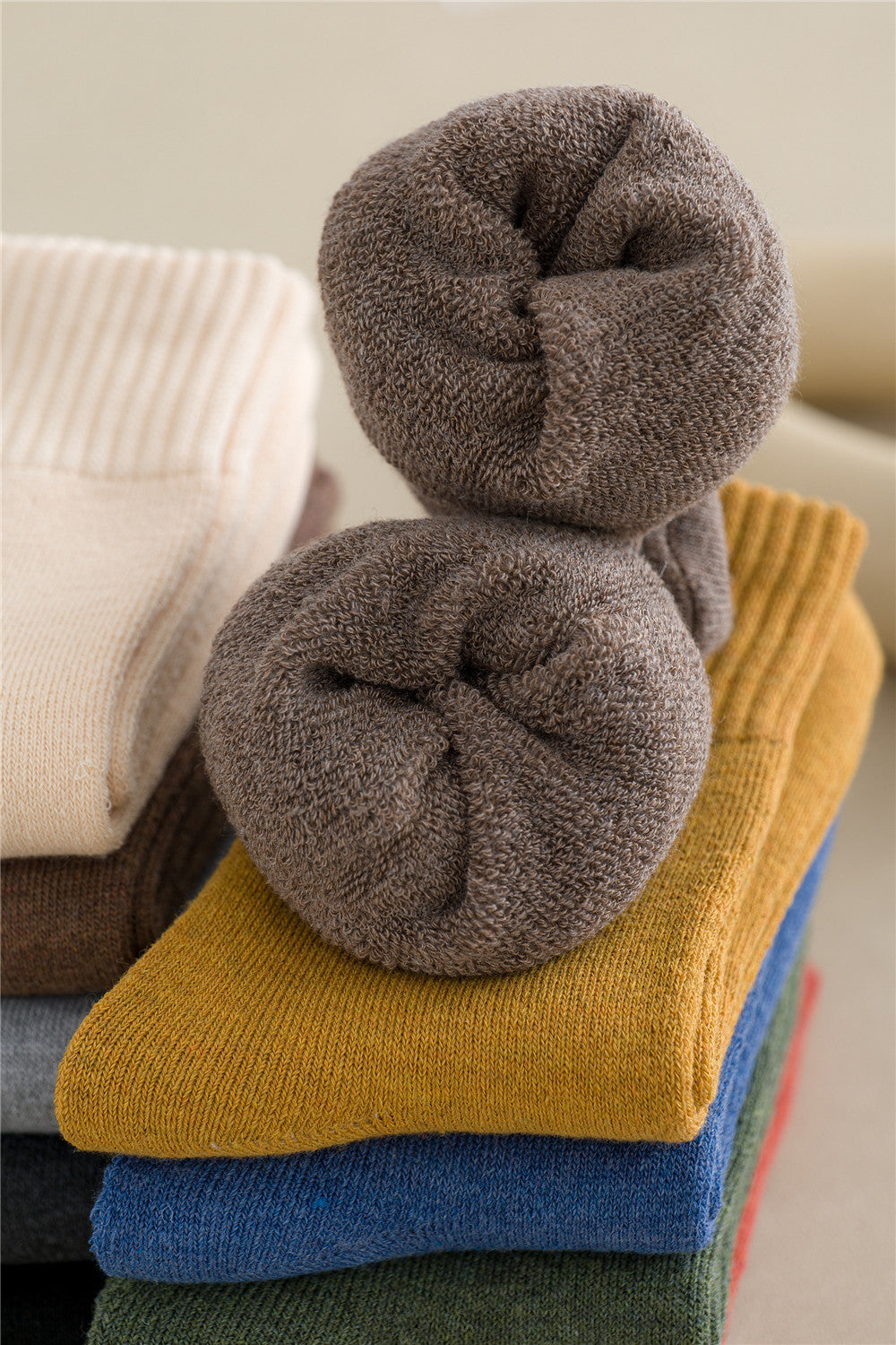 Women Simple Solid Color Thick Towel Cotton Socks