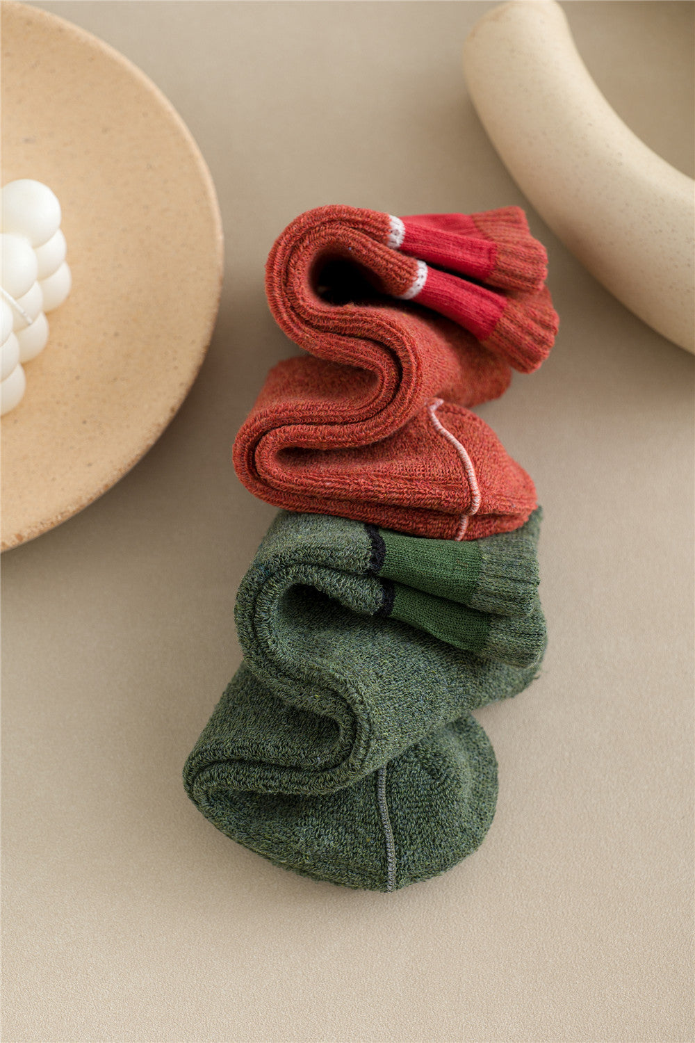 Women Simple Solid Color Thick Towel Cotton Socks