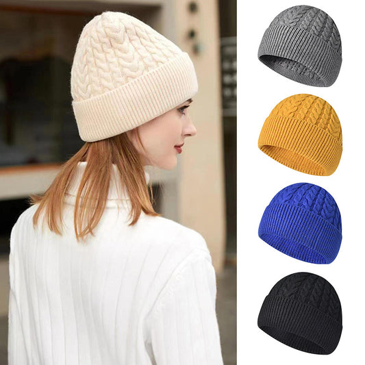 Unisex Solid Color Winter Thick Warm Knitted Hat