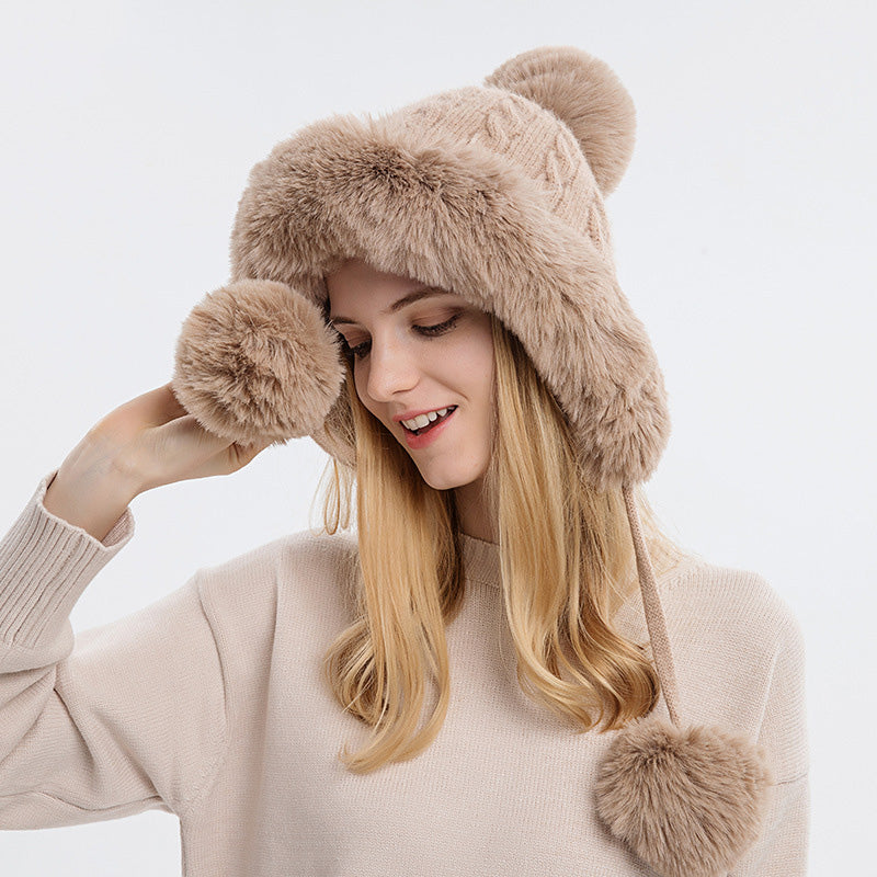Winter Fashion Solid Color Plush Knit Hat