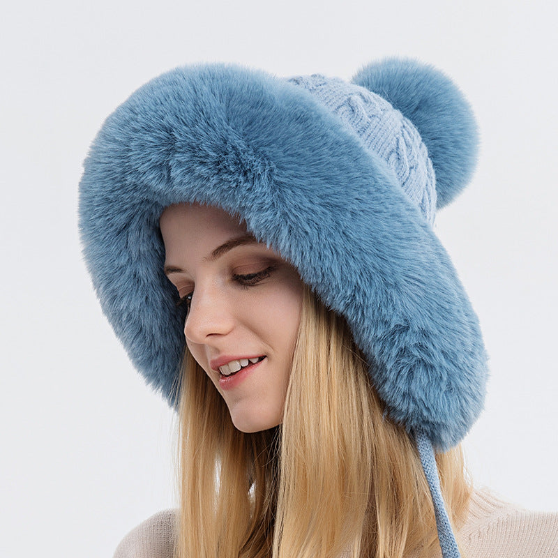 Winter Fashion Solid Color Plush Knit Hat