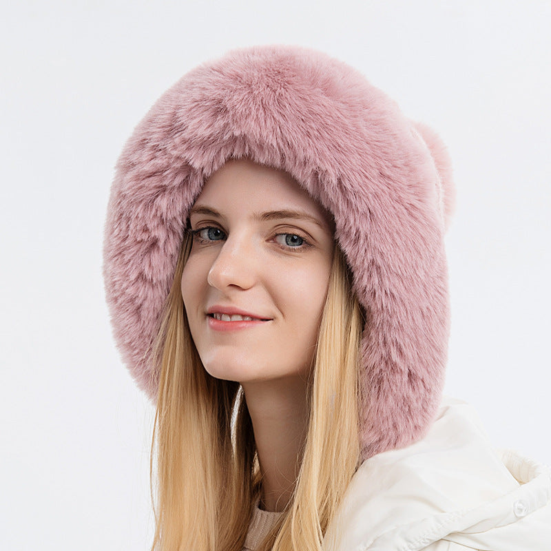 Winter Fashion Solid Color Plush Knit Hat
