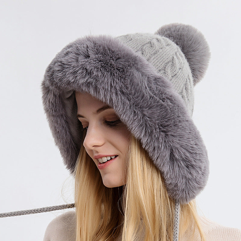 Winter Fashion Solid Color Plush Knit Hat