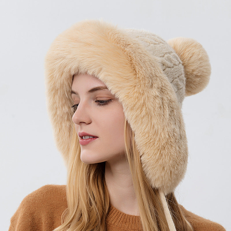 Winter Fashion Solid Color Plush Knit Hat