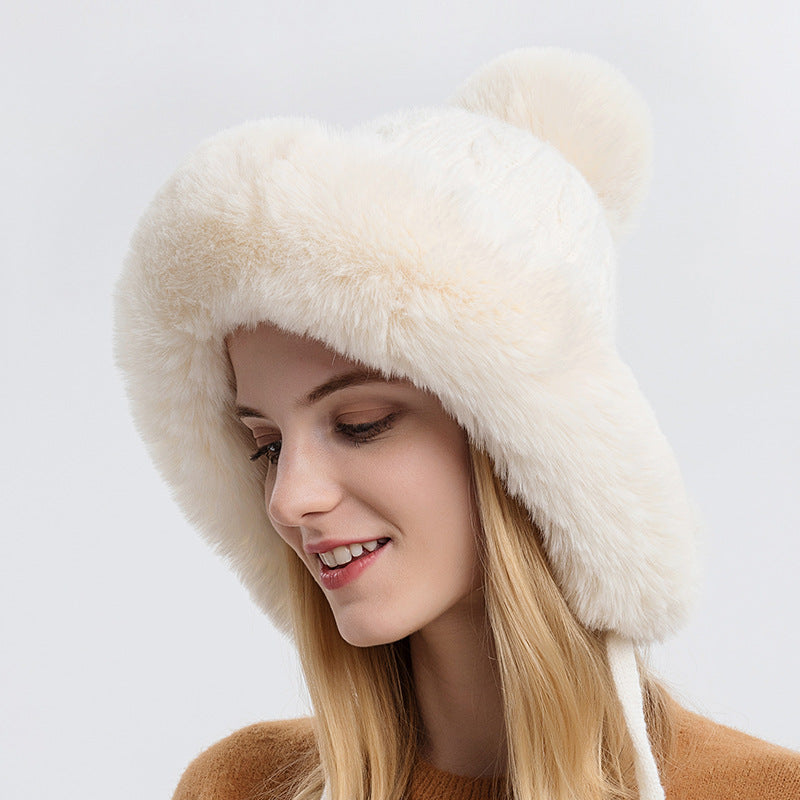 Winter Fashion Solid Color Plush Knit Hat