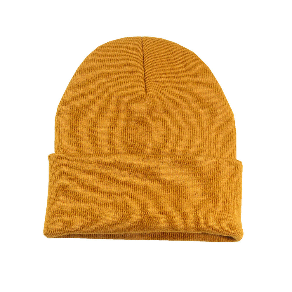 Autumn Winter Solid Color Unisex Warm Knitted Beanie Hat