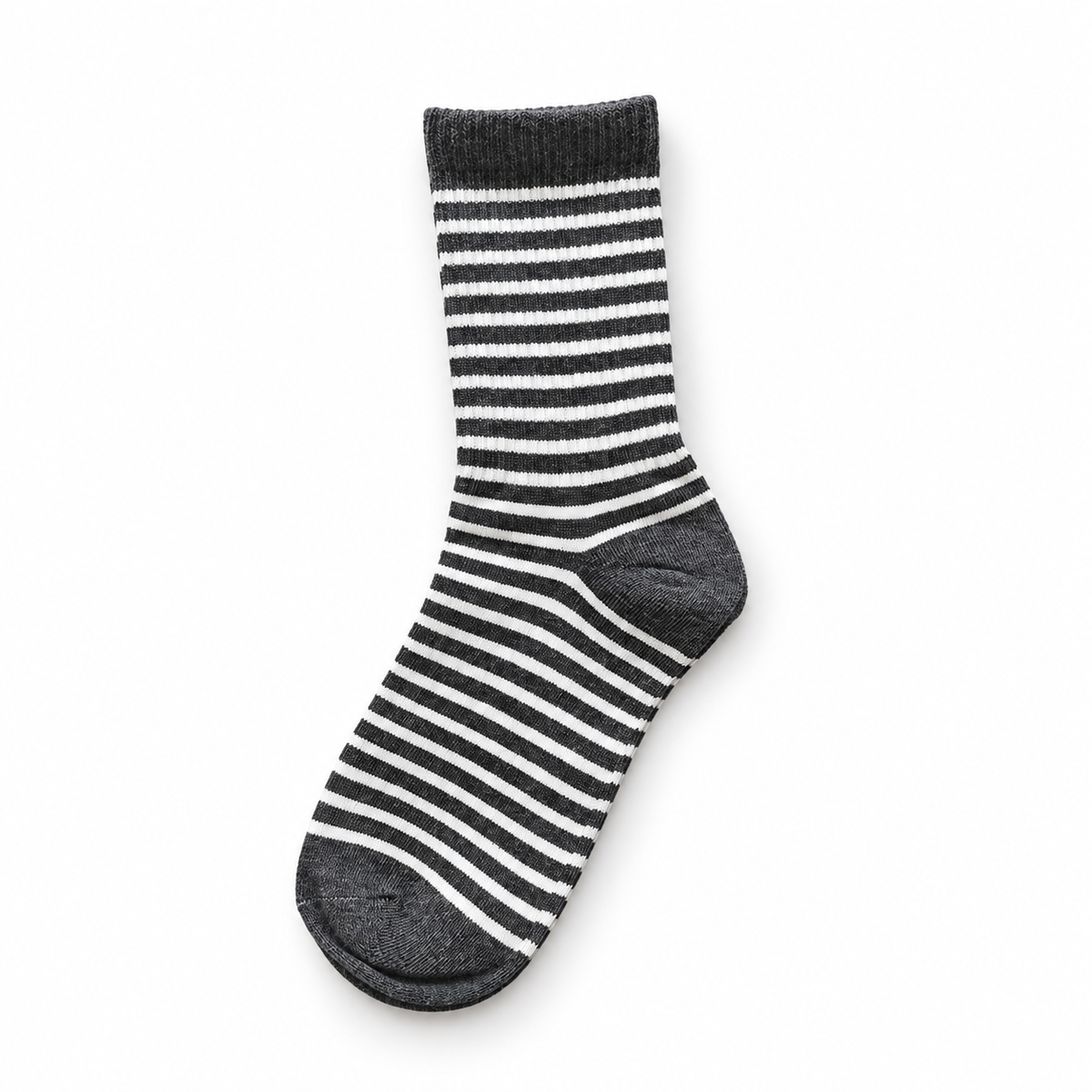 Women Cotton Thickened Stripe Crew Socks - Single Needle Knit
