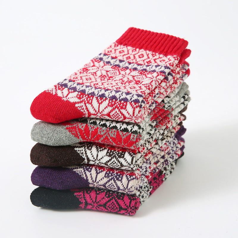 Women's Thickened Warm Cotton Diamond Plaid Socks Autumn Winter