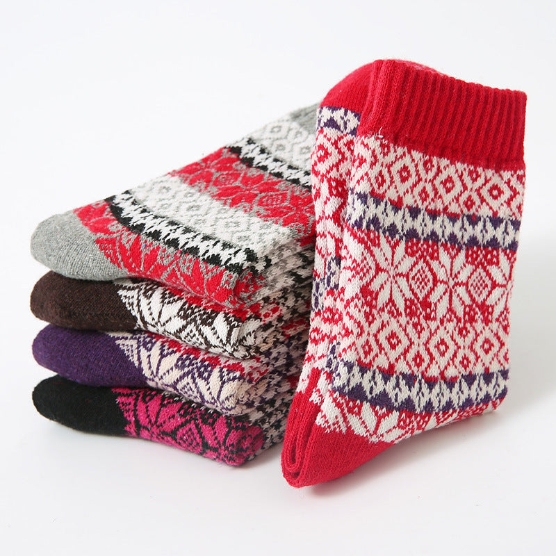Women's Thickened Warm Cotton Diamond Plaid Socks Autumn Winter