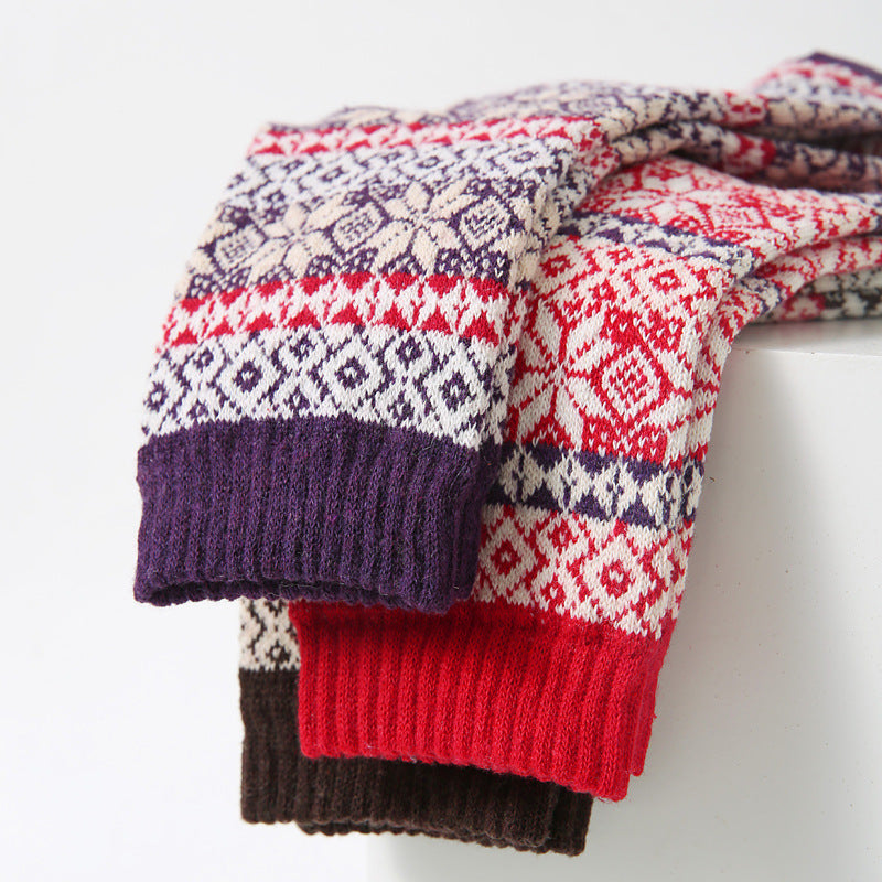 Women's Thickened Warm Cotton Diamond Plaid Socks Autumn Winter