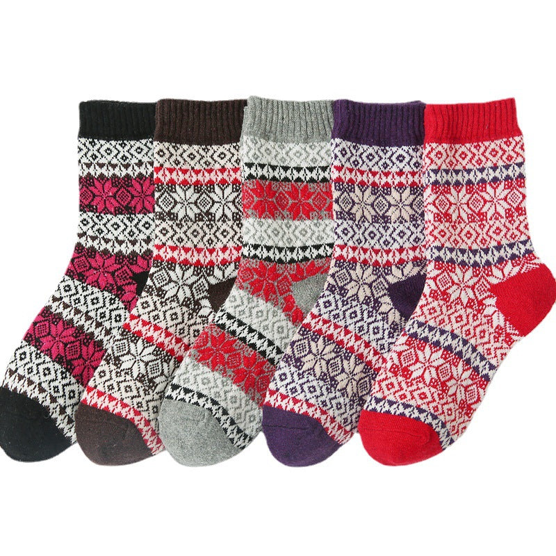 Women's Thickened Warm Cotton Diamond Plaid Socks Autumn Winter