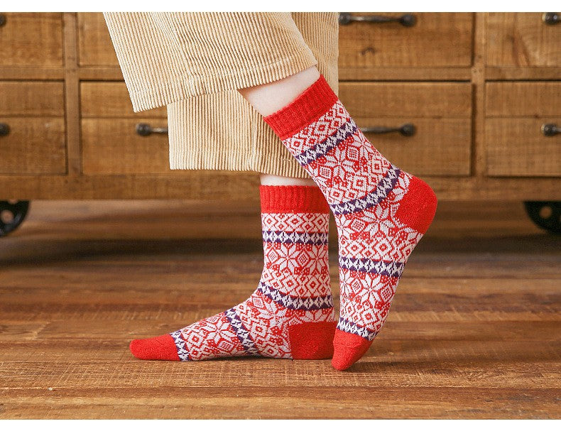 Women's Thickened Warm Cotton Diamond Plaid Socks Autumn Winter