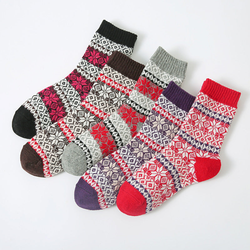 Women's Thickened Warm Cotton Diamond Plaid Socks Autumn Winter