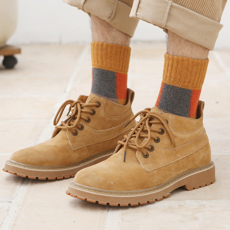 Men's Plaid Thick Warm Terry Socks for Autumn Winter