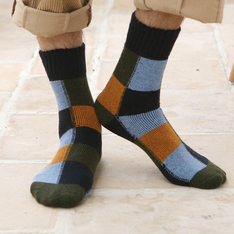 Men's Plaid Thick Warm Terry Socks for Autumn Winter
