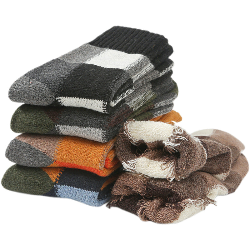 Men's Plaid Thick Warm Terry Socks for Autumn Winter