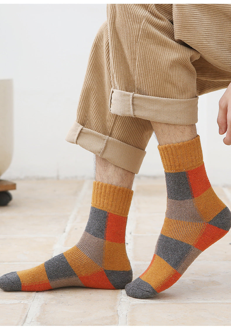 Men's Plaid Thick Warm Terry Socks for Autumn Winter