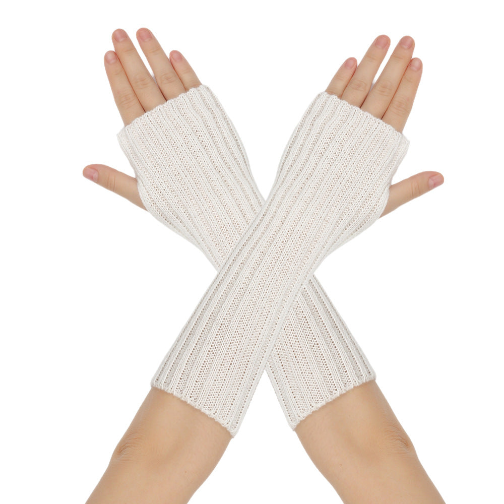 Mid-Length Autumn And Winter Knitted Half Finger Warm Gloves