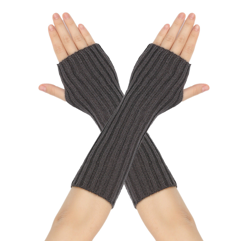 Mid-Length Autumn And Winter Knitted Half Finger Warm Gloves