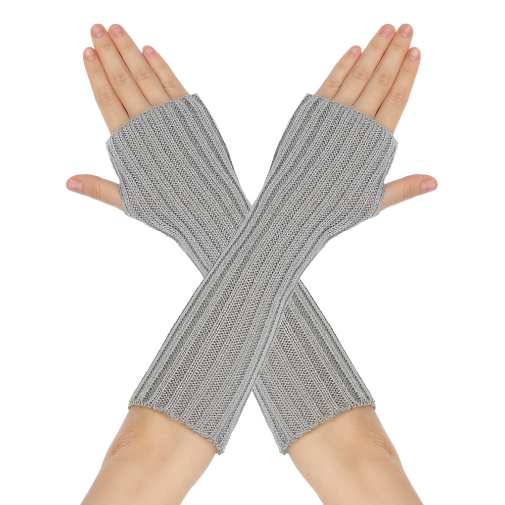 Mid-Length Autumn And Winter Knitted Half Finger Warm Gloves