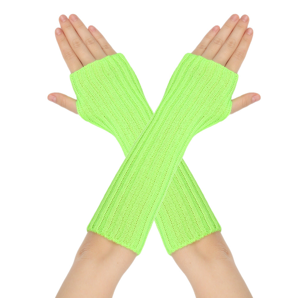 Mid-Length Autumn And Winter Knitted Half Finger Warm Gloves