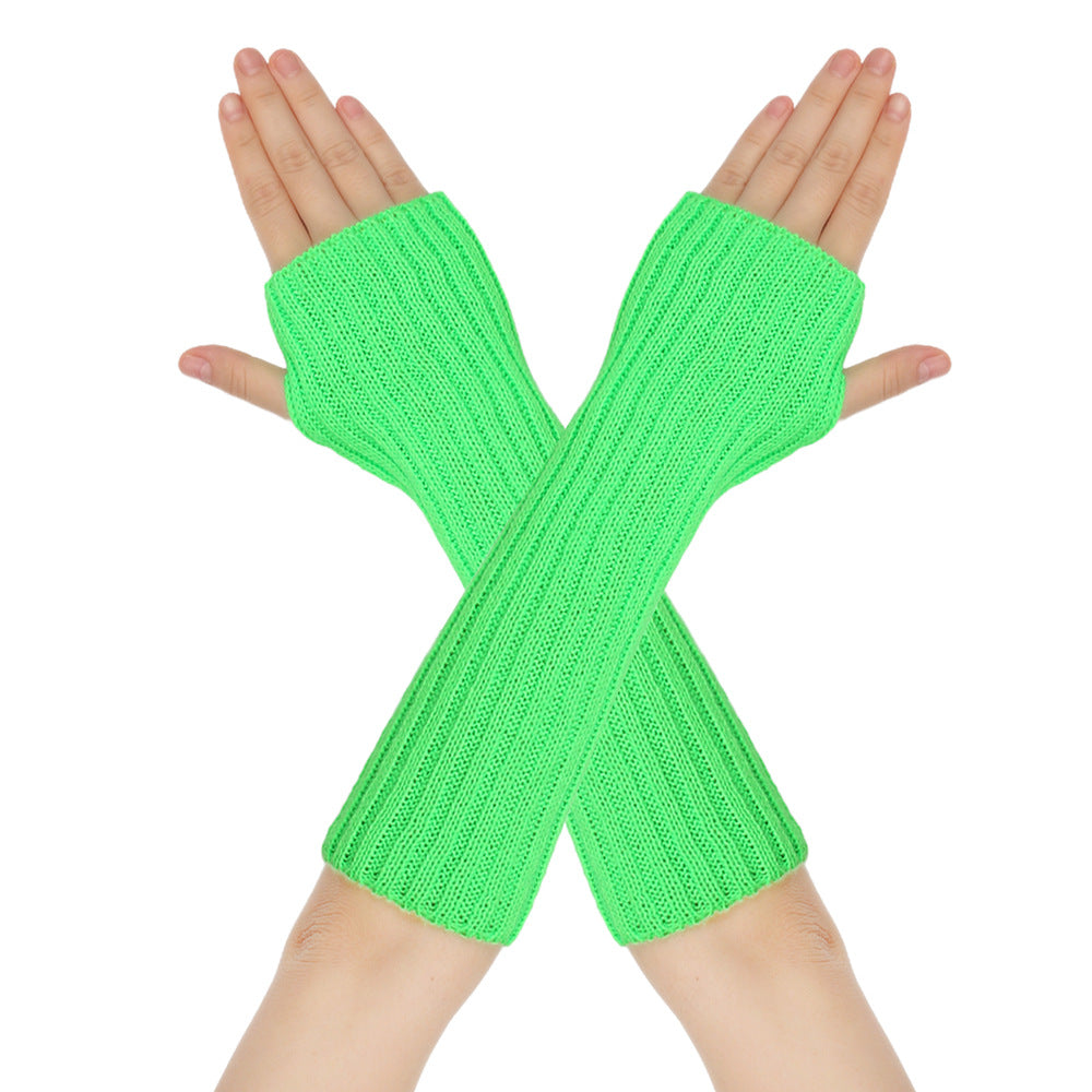 Mid-Length Autumn And Winter Knitted Half Finger Warm Gloves