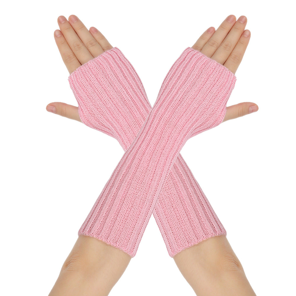 Mid-Length Autumn And Winter Knitted Half Finger Warm Gloves