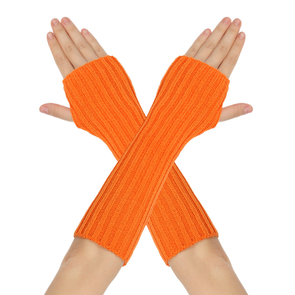 Mid-Length Autumn And Winter Knitted Half Finger Warm Gloves