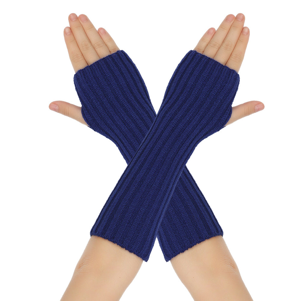 Mid-Length Autumn And Winter Knitted Half Finger Warm Gloves