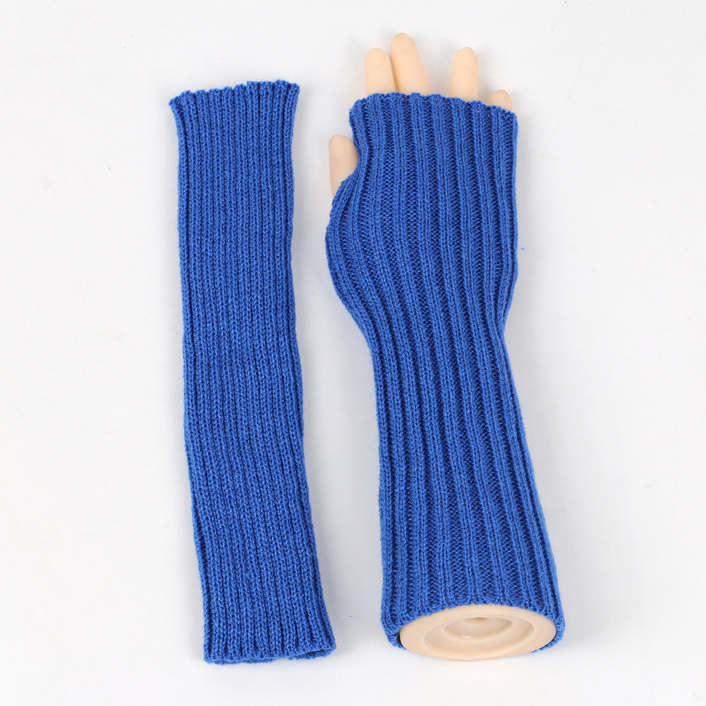 Mid-Length Autumn And Winter Knitted Half Finger Warm Gloves