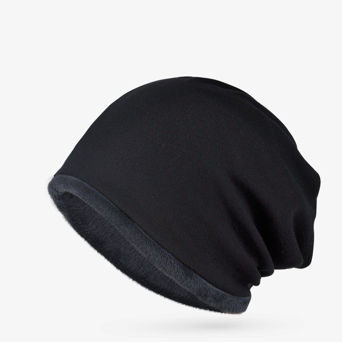 Winter Casual Solid Cotton Polyester Windproof Dual Use Beanie Cap