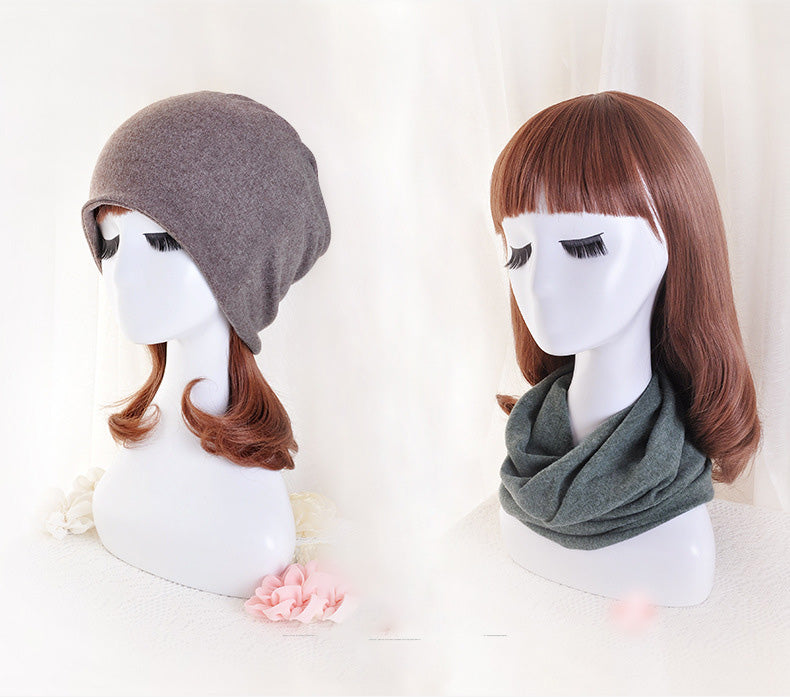 Winter Casual Solid Cotton Polyester Windproof Dual Use Beanie Cap